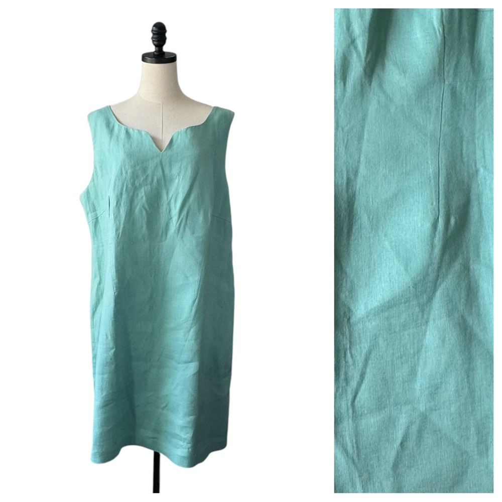 East Linen Seaglass Blue Shift Dress | US 14